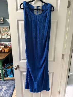 Anthropologie Royal Blue Textured Midi Dress
